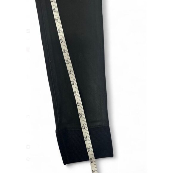 rag & bone Faux Leather Coated Leggings Stretch Ribbed Hem Cuffs Black S NWT - Picture 7 of 9